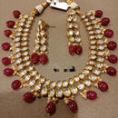 FS Collection Gold Plated Kundan Stone Necklace Set