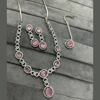 FS Collection Silver Plated AD Necklace Set