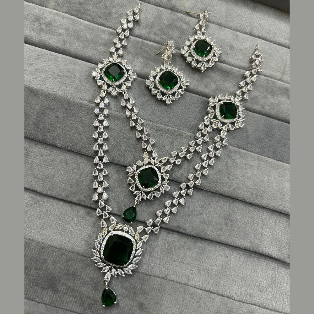FS Collection Silver Plated AD Necklace Set