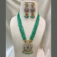 Fs Collection 2 Tone Plated AD And Beads Long Necklace Set