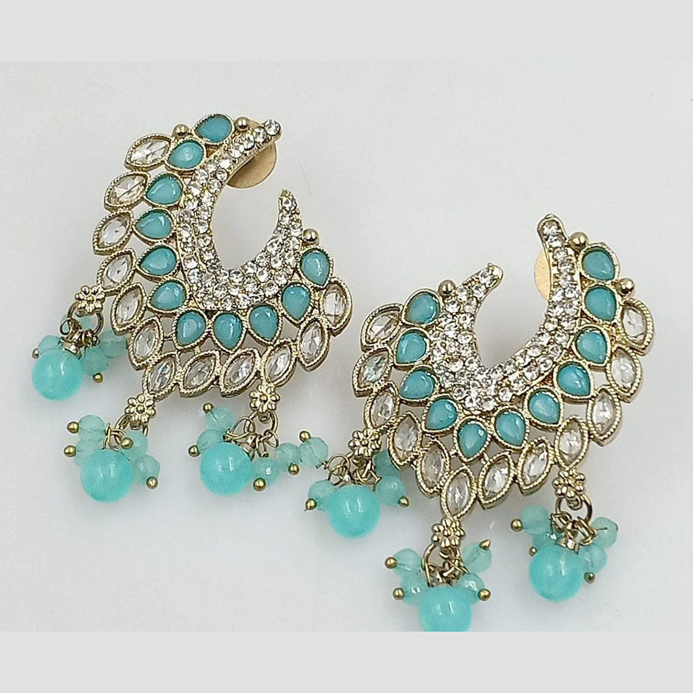 FS Collection Gold Plated Crystal Stone Dangler Earrings