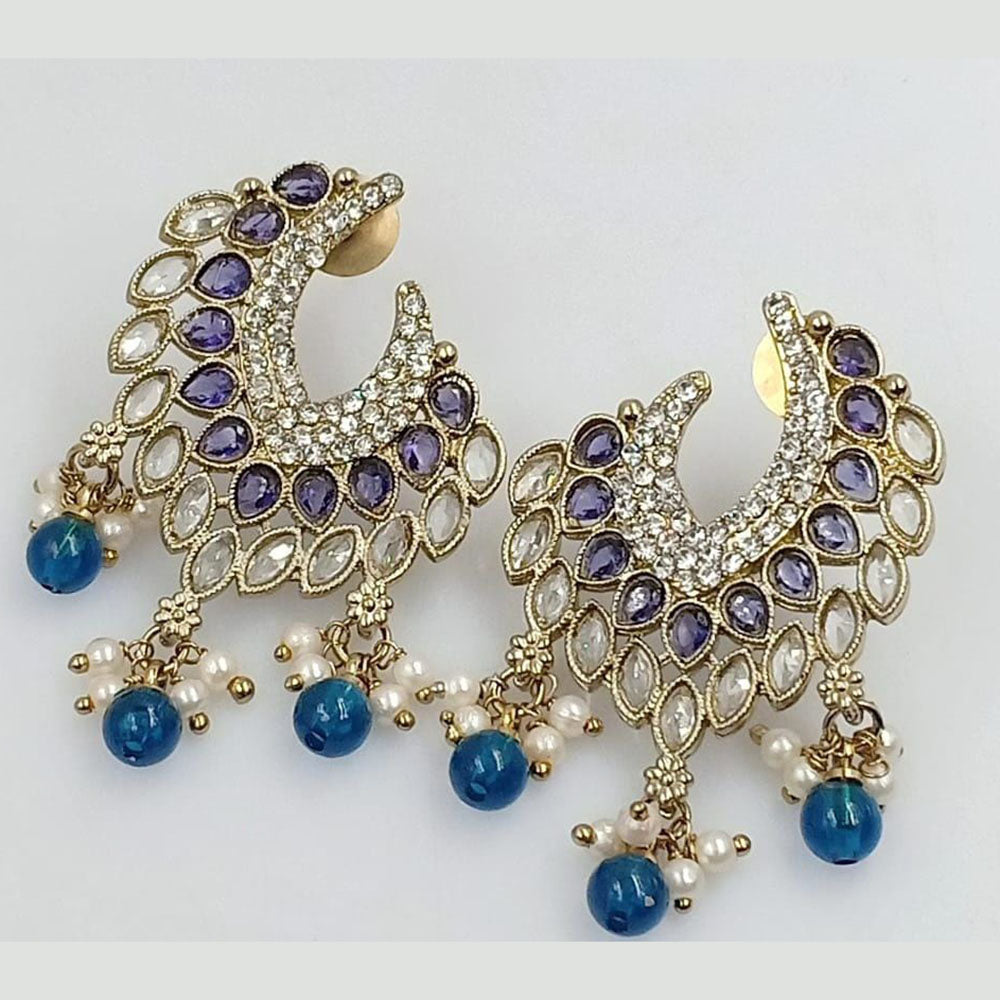 FS Collection Gold Plated Crystal Stone Dangler Earrings