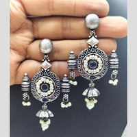 FS Collection Oxidised Plated Pota Stone Dangler Earrings