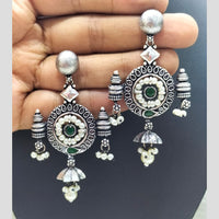 FS Collection Oxidised Plated Pota Stone Dangler Earrings