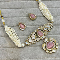 FS Collection Gold Plated AD And Pearl Choker Necklace Set