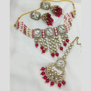 FS Collection Gold Plated Kundan Stone And Pearl Choker Necklace Set