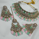 FS Collection Gold Plated Crystal Stone And Beads Choker Necklace Set