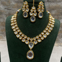 FS Collection Gold Plated Kundan Stone Necklace Set
