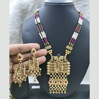 FS Collection Gold Plated Pota Stone Temple Necklace Set
