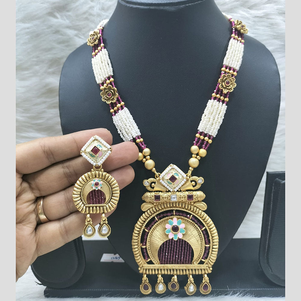 FS Collection Gold Plated Pearl Necklace Set
