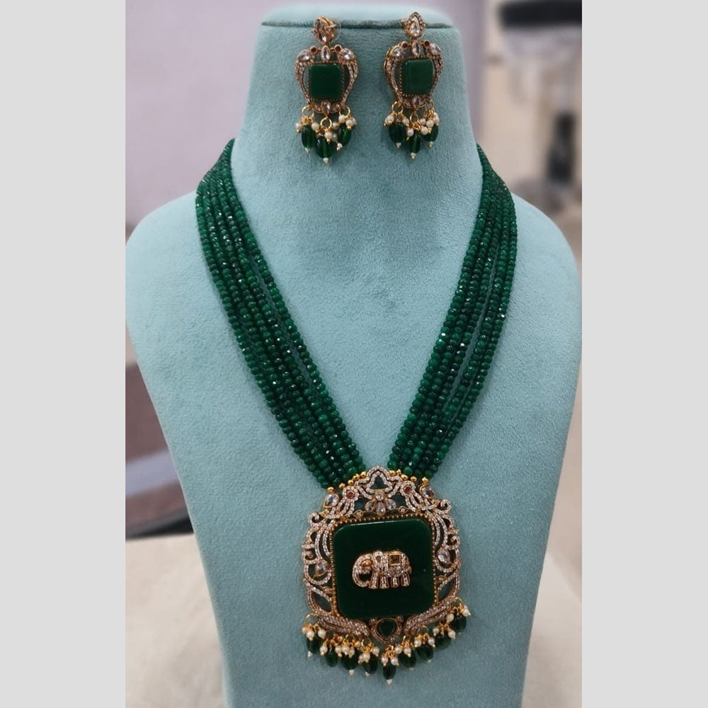 FS Collection Gold Plated Austrian Stone And Beads Necklace Set