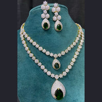 FS Collection Gold Plated AD Double Layer Necklace Set