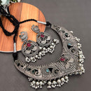 FS Collection Oxidised Plated Pota Stone And Pearl Necklace Set