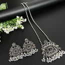 FS Collection Oxidised Plated Pota Stone And Pearl Necklace Set