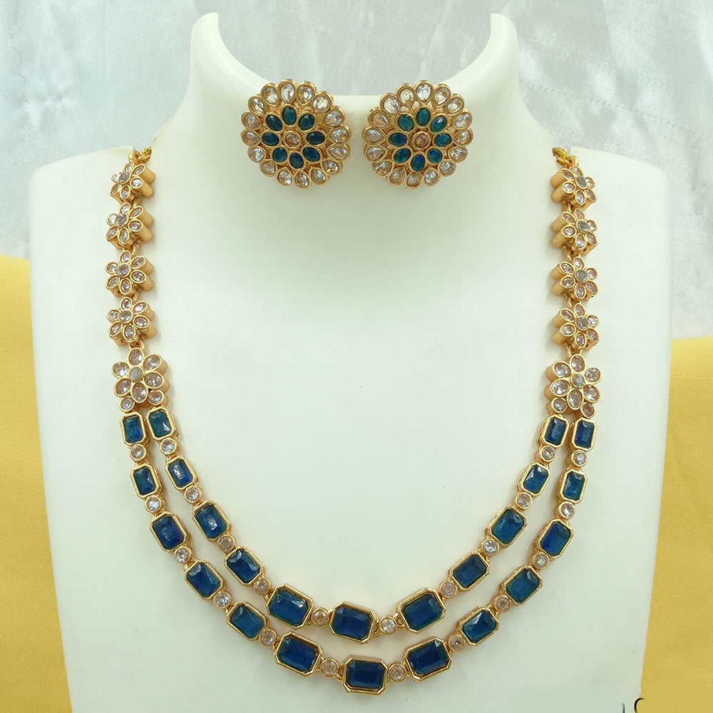 FS Collection Gold Plated Crystal Stone Necklace Set