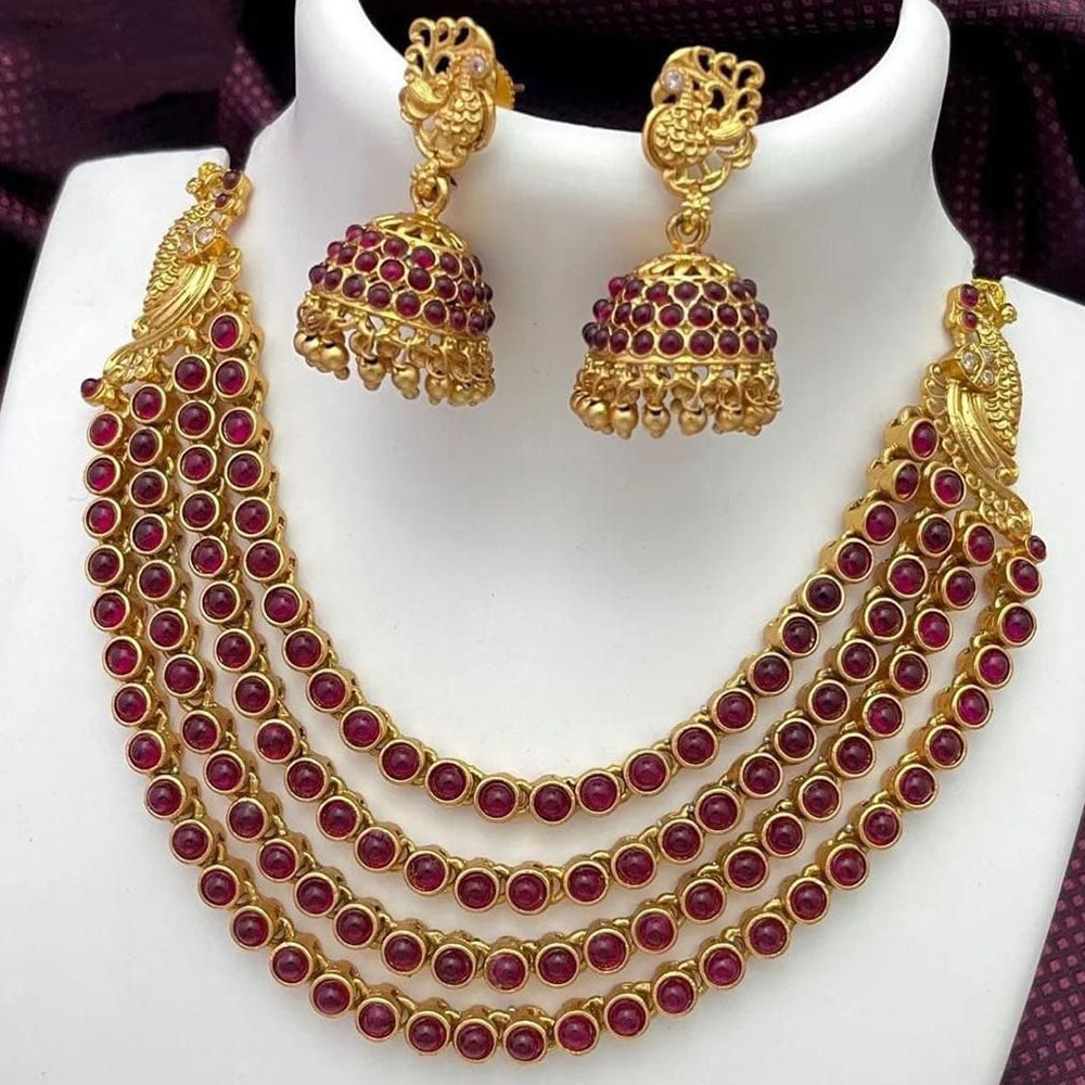FS Collection Gold Plated Pota Stone Necklace Set