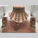 FS Collection Antique Gold Plated Austrian Stone and Pearl Choker Necklace Set