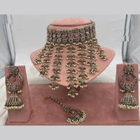 FS Collection Antique Gold Plated Austrian Stone and Pearl Choker Necklace Set