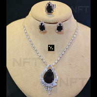 FS Collection Silver Plated AD Necklace Set