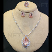 FS Collection Silver Plated AD Necklace Set