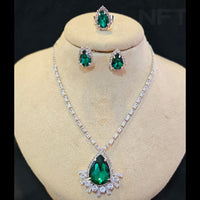 FS Collection Silver Plated AD Necklace Set