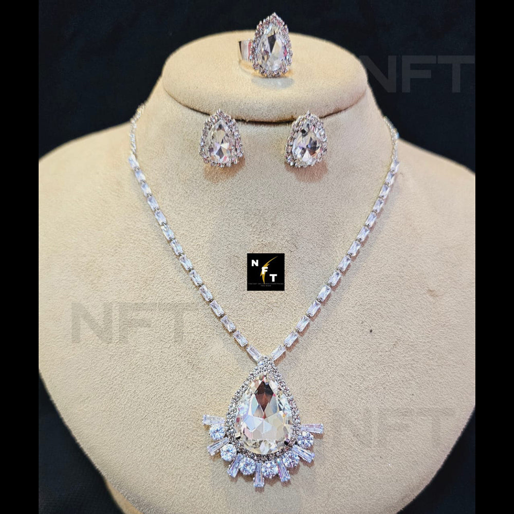 FS Collection Silver Plated AD Necklace Set