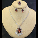 FS Collection Silver Plated AD Necklace Set