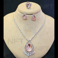 FS Collection Silver Plated AD Necklace Set