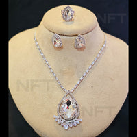 FS Collection Silver Plated AD Necklace Set