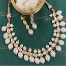 FS Collection Gold Plated Kundan Stone Necklace Set