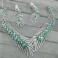 FS Collection Silver Plated AD Necklace Set