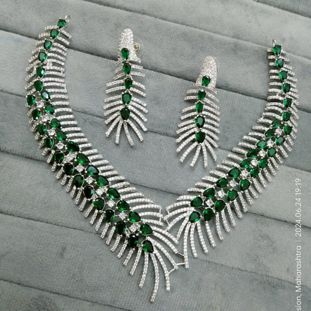 FS Collection Silver Plated AD Necklace Set