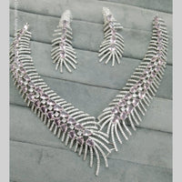 FS Collection Silver Plated AD Necklace Set