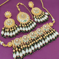 FS Collection Gold Plated Kundan And Meenakari Choker Necklace Set