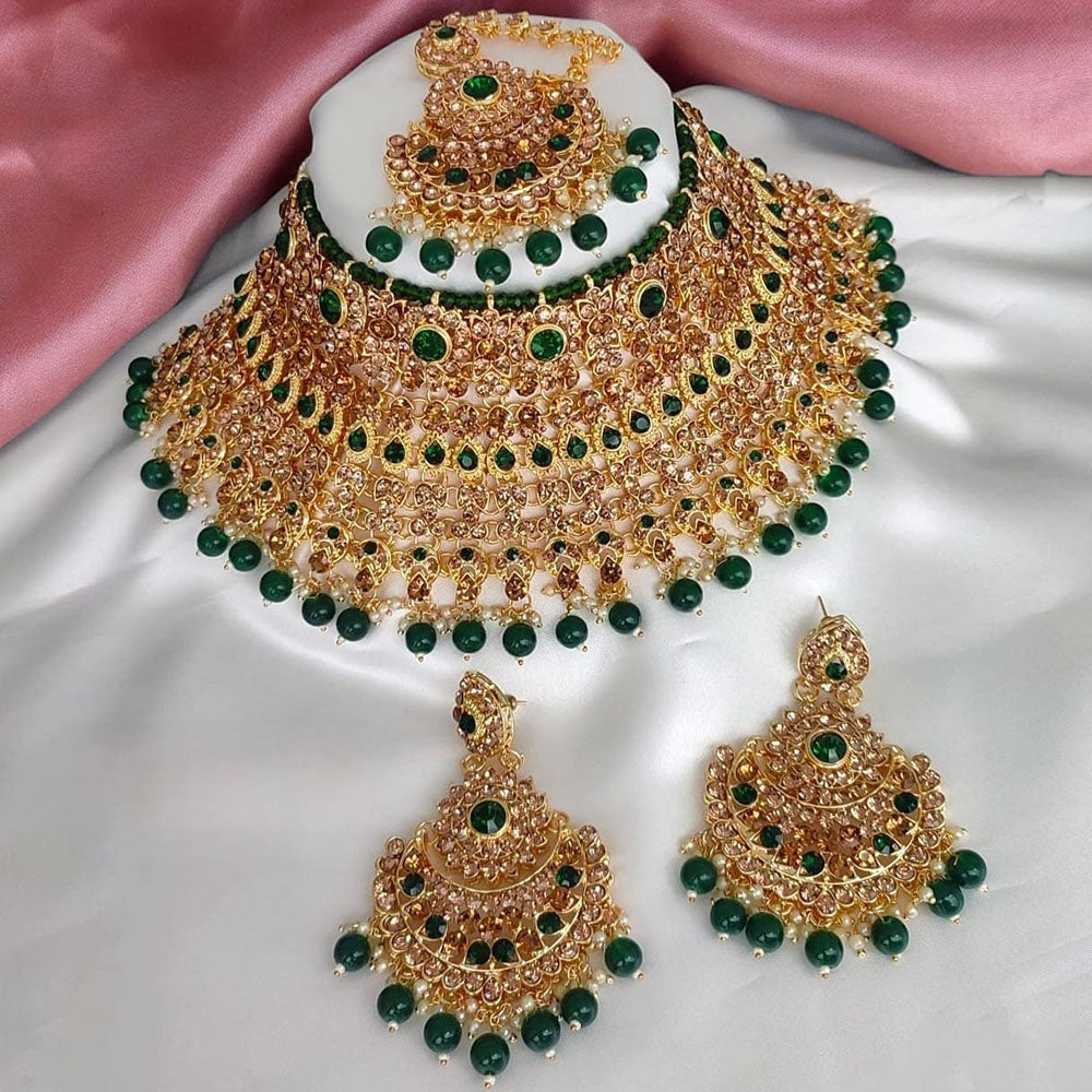 FS Collection Gold Plated Austrian Stone Choker Necklace Set