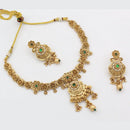 FS Collection Gold Plated Pota Stone And Pearls Necklace Set