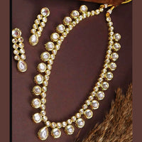 FS Collection Gold Plated Kundan Stone Long Necklace Set
