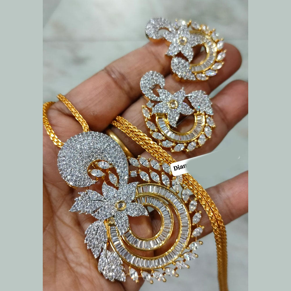 FS Collection Gold Plated AD Chain Pendent Set