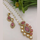 FS Collection Gold Plated Austrian Stone And Pearls Long Necklace Set