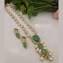 FS Collection Gold Plated Austrian Stone And Pearls Long Necklace Set
