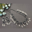 FS Collection Oxidised Plated Pota Stone And Pearls Necklace Set