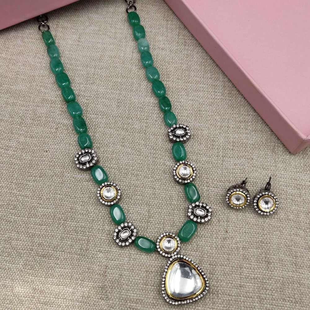 FS Collection 2 Tone Austrian Stone And Beads Long Necklace Set