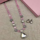 FS Collection 2 Tone Austrian Stone And Beads Long Necklace Set