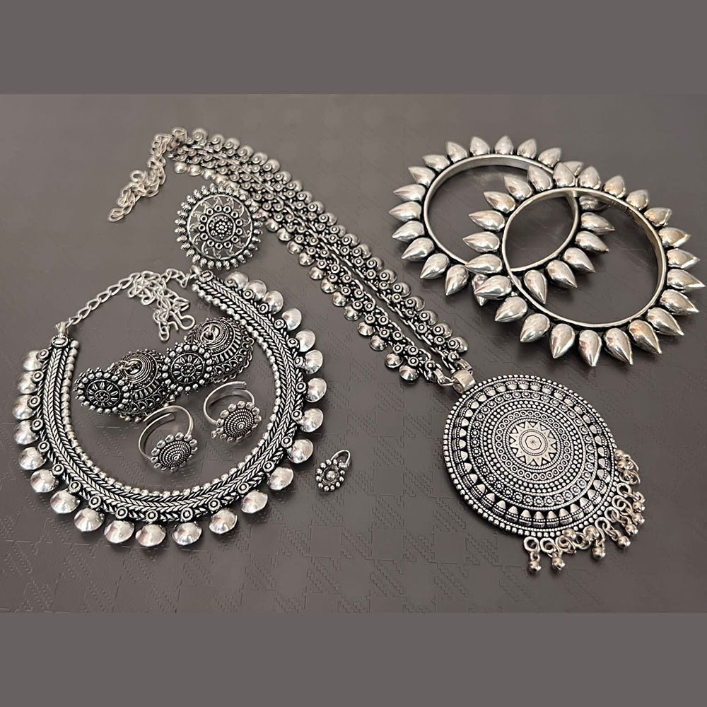 FS Collection Oxidised Plated Jewellery Combo