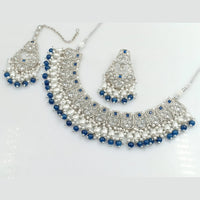FS Collection Silver Plated Crystal Stone And pearls Necklace Set
