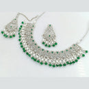 FS Collection Silver Plated Crystal Stone And pearls Necklace Set