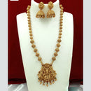 FS Collection Gold Plated Pota Stone Temple Long Necklace Set