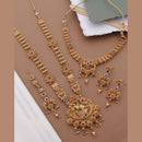FS Collection Gold Plated Pota Stone Double Necklace Set