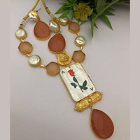 FS Collection Gold Plated Mother Of Pearls Necklace Set