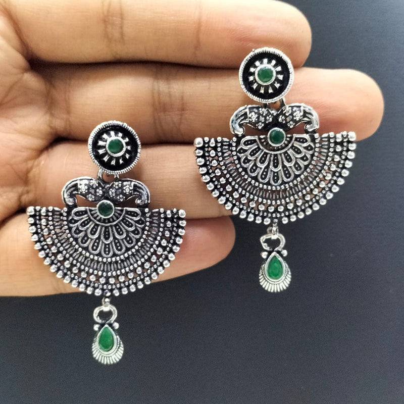 FS Collection Oxidised Plated Pota Stone Dangler Earrings